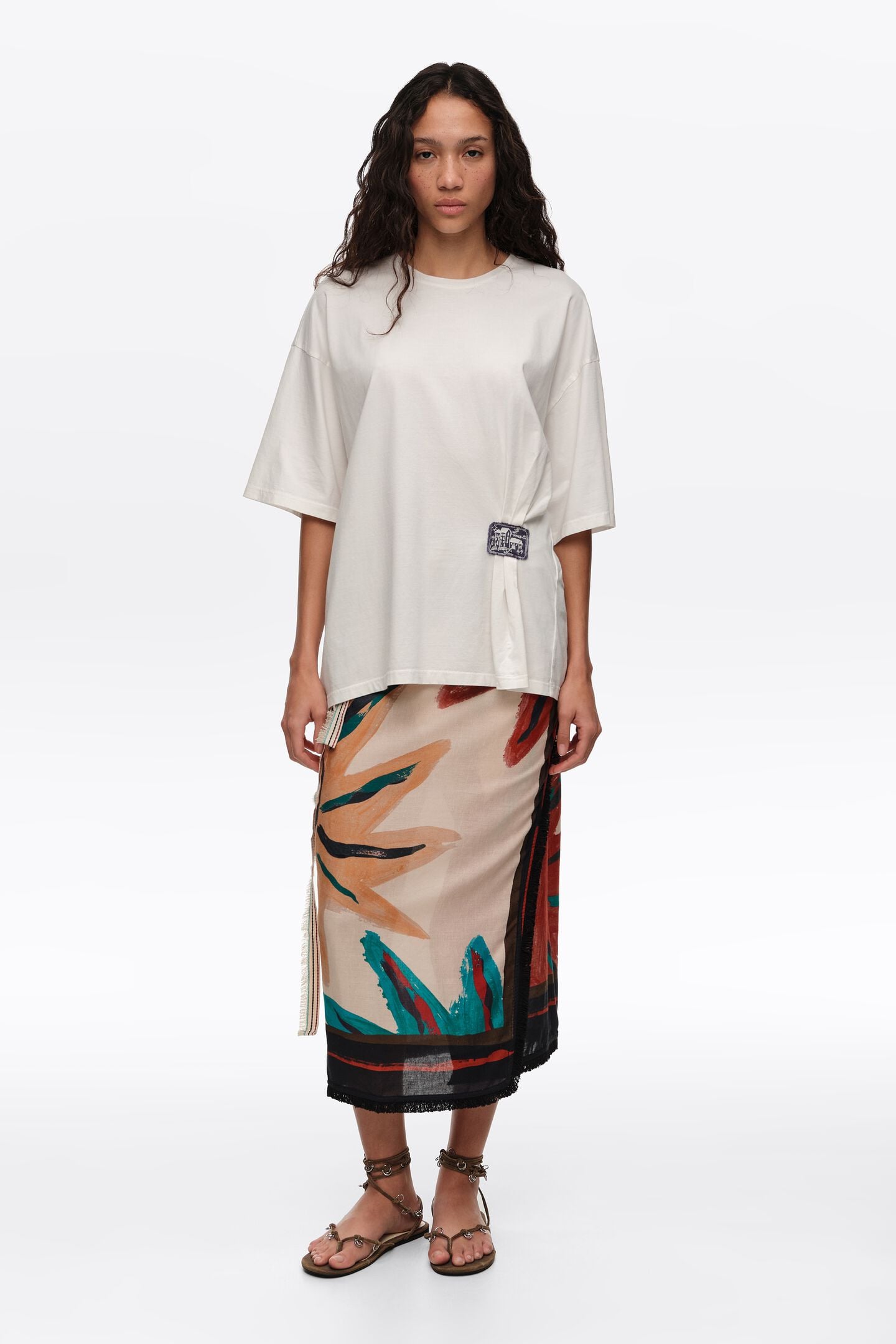 Falda Pareo Midi Estampado Sun Positional